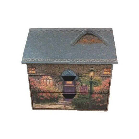 Thomas Kinkade Country Cottage House Keepsake Box Jewlery Storage No Stationary - Picture 1 of 16